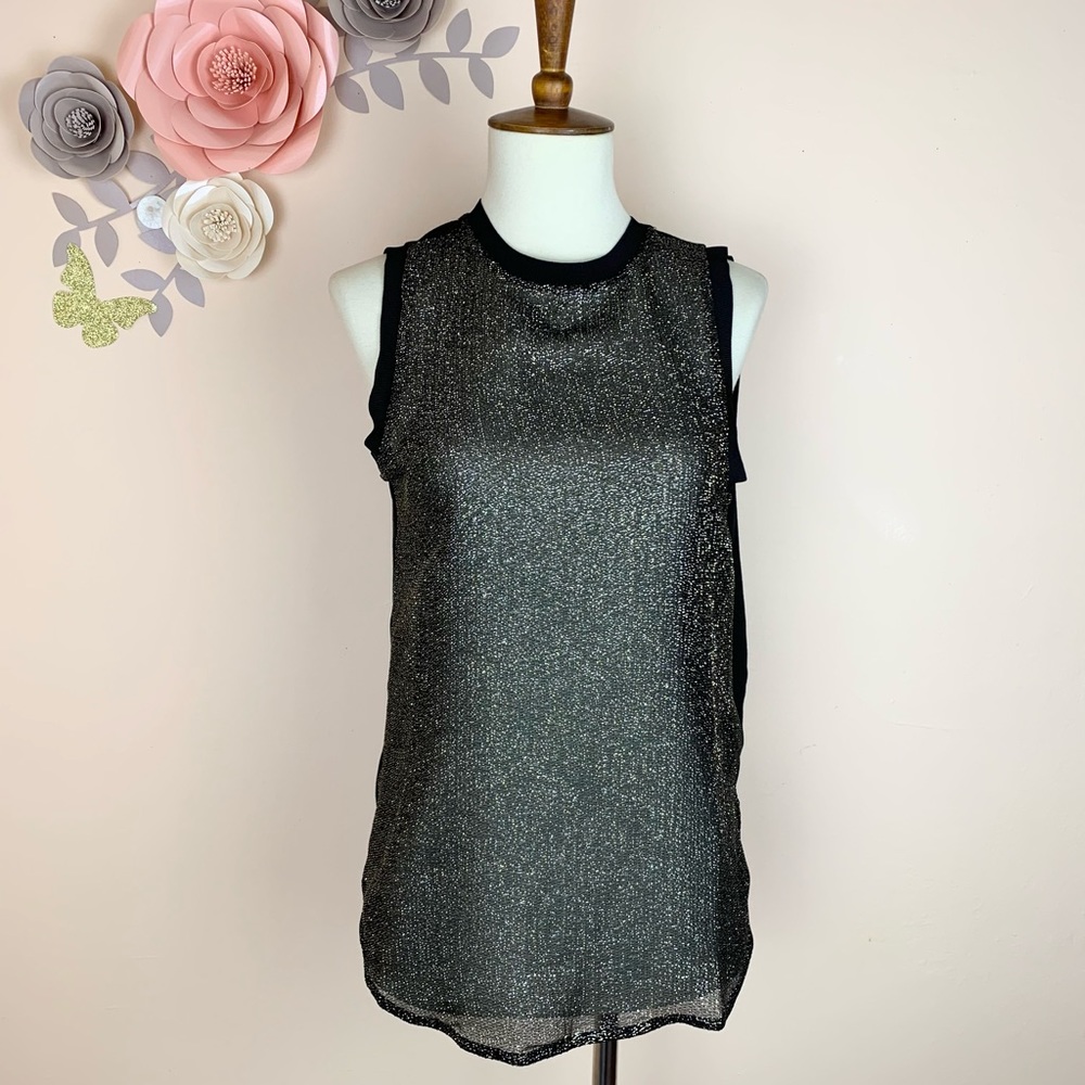 New! REISS Vita Silver Metallic High Neck Top - Picture 3 of 14